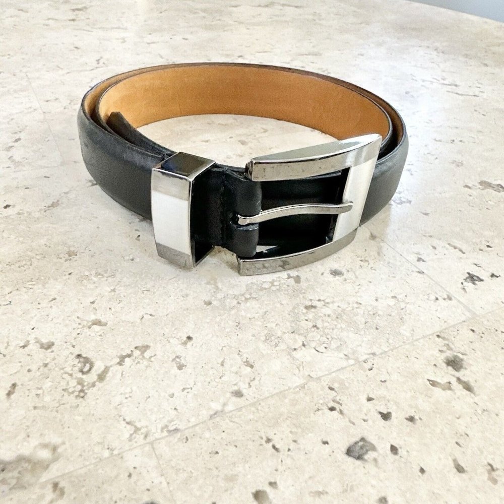 Tulliani Men's Italian Calfskin Leather Belt Black 3001 Size 32